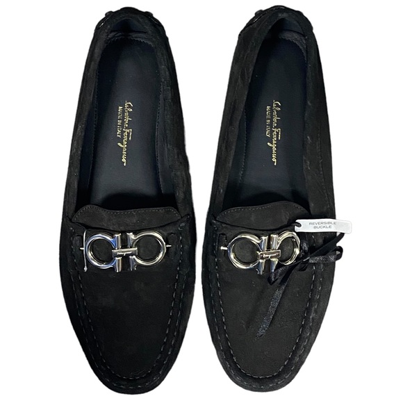 Salvatore Ferragamo - black suede GANCINI DRIVER loafer/moccasin women’s sz 10 - Picture 3 of 10